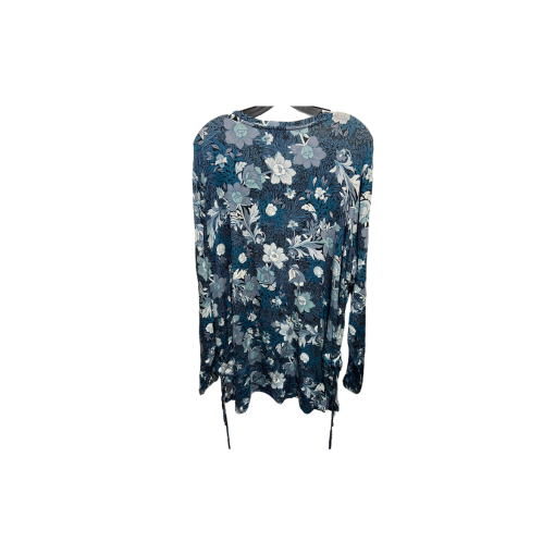 Jones New York Floral Top 3X Blue Long Sleeve Blouse for Women - Image 2