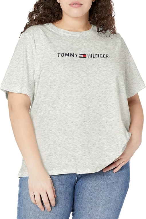 Tommy Hilfiger Plus Size Grey Tee Shirt - Women's Tops - 3X