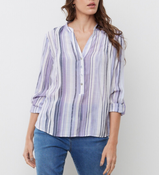 ZAC & RACHEL Striped Purple Blouse - Size S - Women's Tops