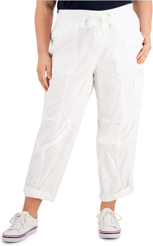 Tommy Hilfiger White Plus Size Cargo Pants - Women's Casual Wear