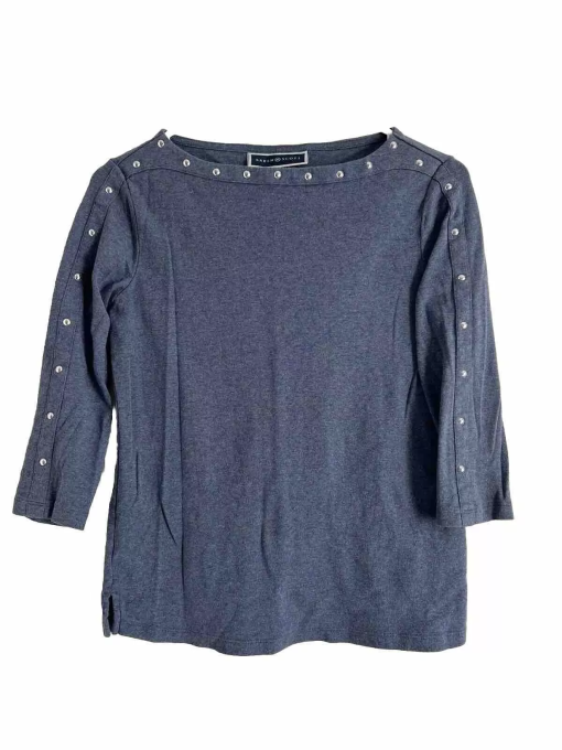 Karen Scott Gray Studded Boat Neck Top Small - Women's Blouse