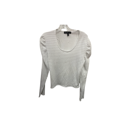 Derek Heart White Puff Sleeve Sweater - Size L - Women's Top