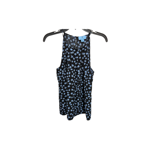 CeCe Floral Tank Top Black Blue Small Sleeveless Blouse