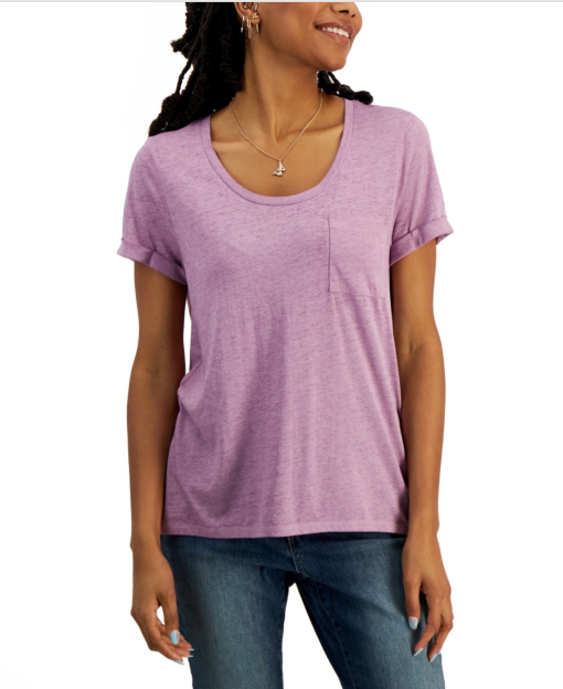 Hippie Rose Lilac Moon Pocket Tee - XS - Women's T-Shirts