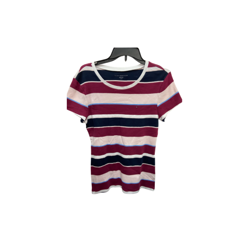 Tommy Hilfiger Striped Tee - Burgundy, L - Women's T-Shirt