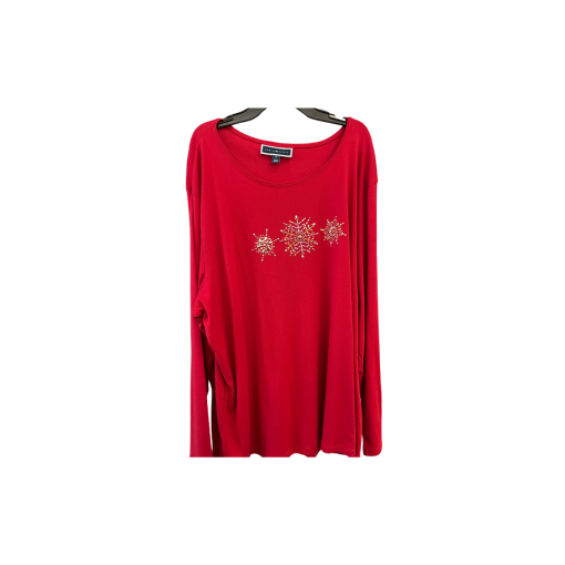 Karen Scott Red Plus Size Long Sleeve Top - Women's Shirt