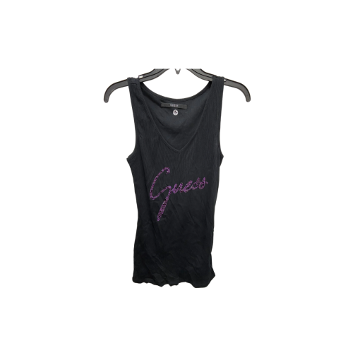 Guess Black Ribbed Tank Top Medium Women's Sleeveless Shirt