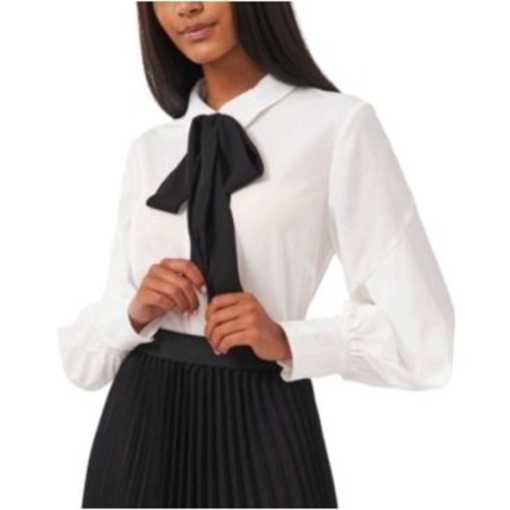 Riley & Rae White Bow Blouse - Women's Tops - All Sizes