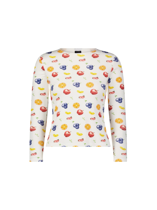 Aleeza Abby Fruit Print White Long Sleeve Top - XS - Women's Shirt - Image 2