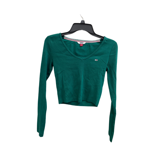 Tommy Jeans Green Ribbed Crop Top - XS - Women's Shirts