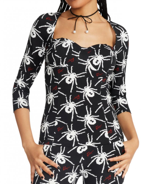 Betsey Johnson Spider Print Black Top - Size L - Women's Shirts