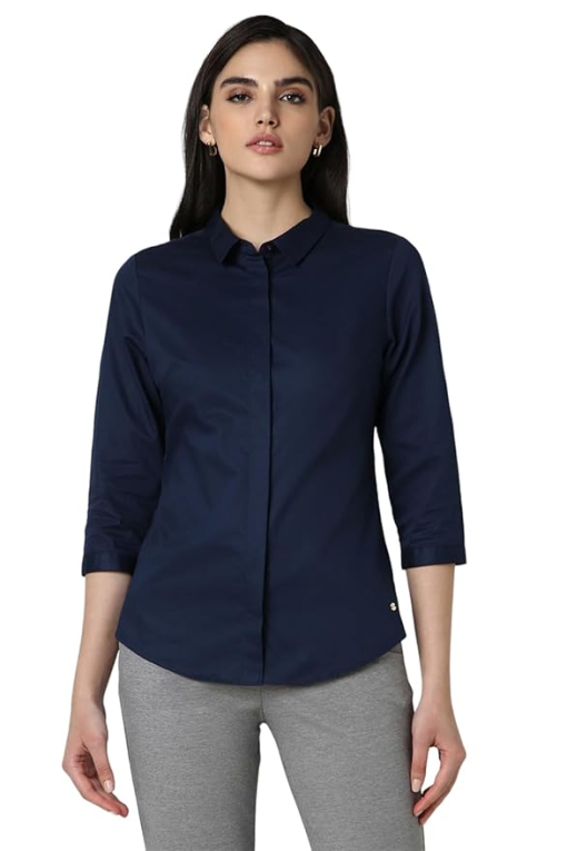 Kim Rogers Navy 3/4 Sleeve Blouse - Small - Women's Shirts