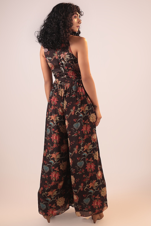 MSK Black Floral Cutout Jumpsuit - XL - Wide Leg Jumpsuit - Image 2