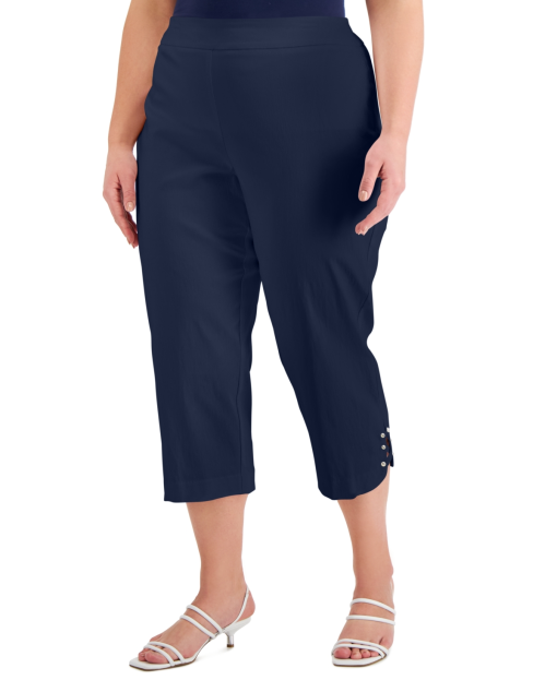 JM Collection Plus Navy Capri Pants - Plus Size 1X - Women's Pants