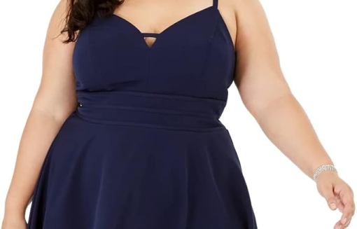 B Darlin Plus Navy Fit & Flare Dress - Plus Size 18W - Party Dress - Image 2