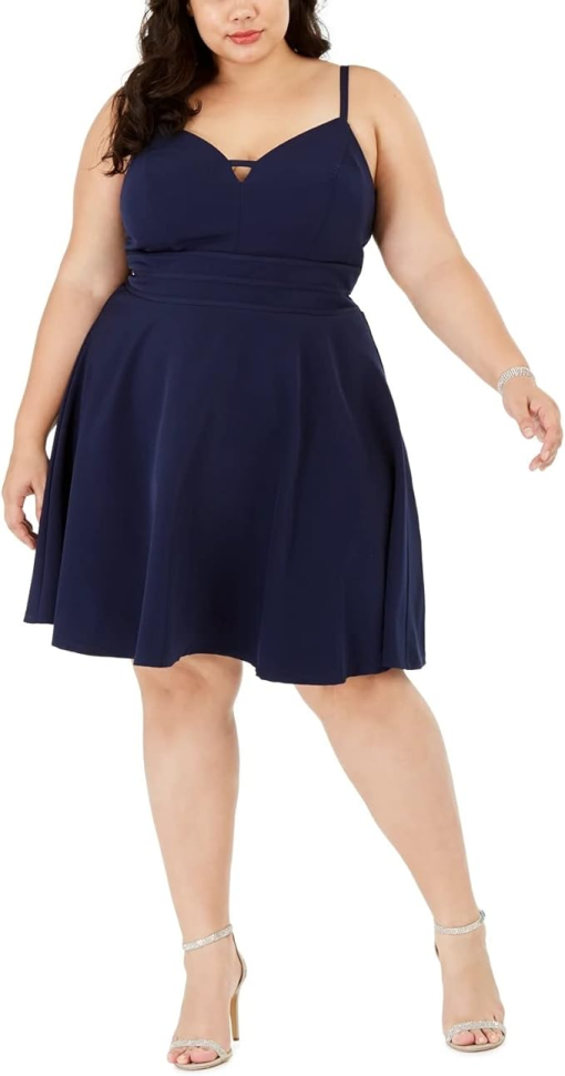 B Darlin Plus Navy Fit & Flare Dress - Plus Size 18W - Party Dress