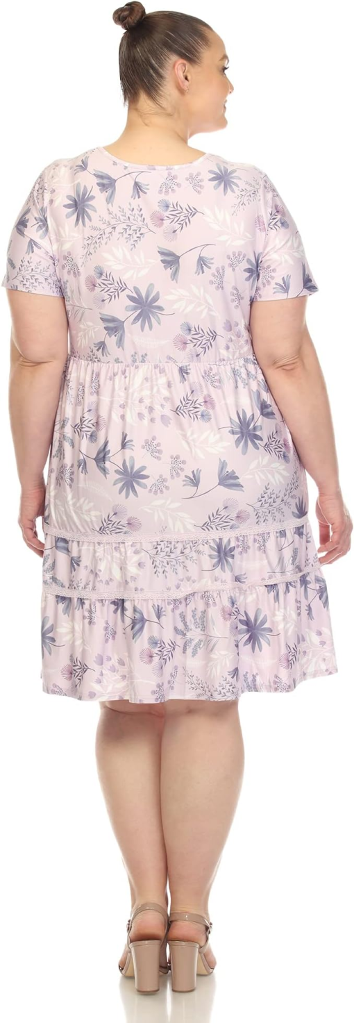 White Mark Plus Size Lavender Floral Dress 3XL - Women's Dresses - Image 2