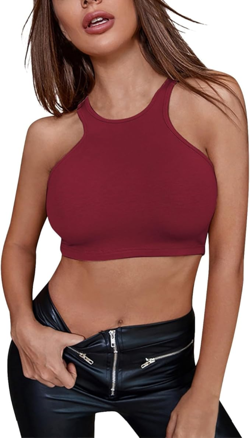 Calvin Klein Chianti Ribbed Crop Top - Size M - Women's Tank Top