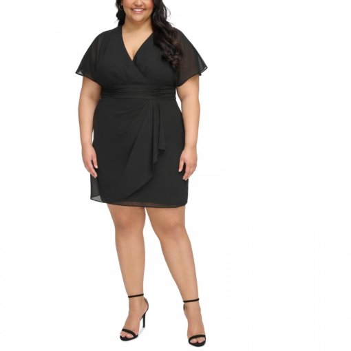 Jessica Howard Plus Black Chiffon Dress 18W - Cocktail Dress