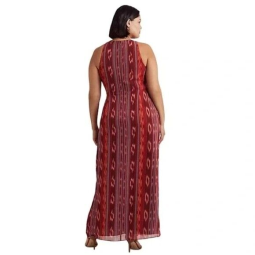 LAUREN Red Striped Halter Maxi Dress Size 2 - Evening Gown - Image 2