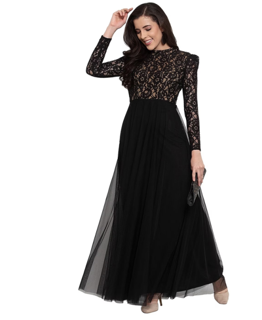 Black Lace Maxi Dress Size 6 | Formal Evening Gown