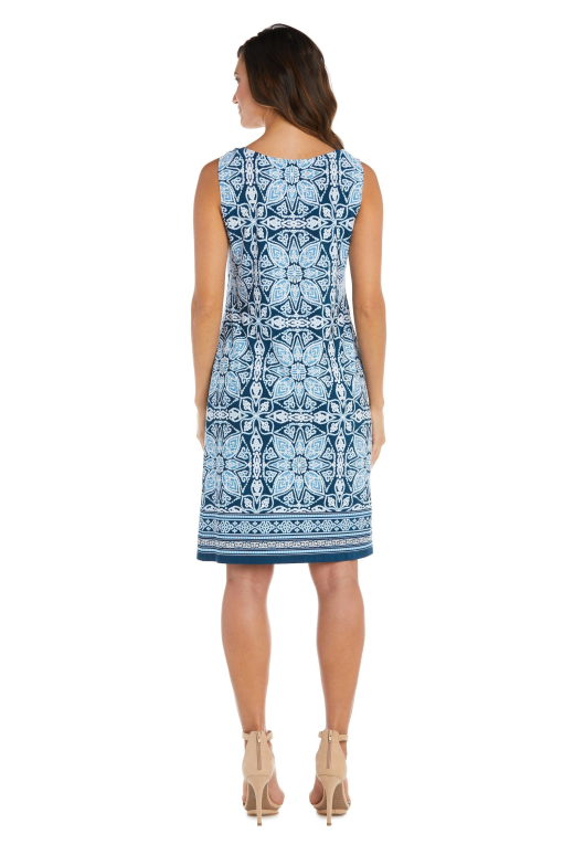 R&M Richards Blue Floral Sleeveless Dress Size 12 - Cocktail Dress - Image 2