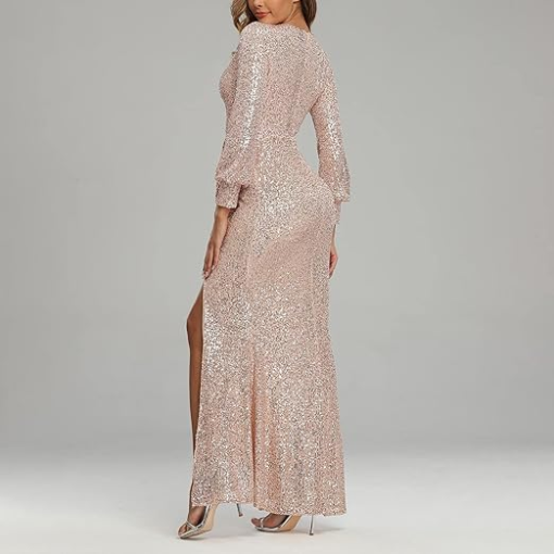 Rose Gold Sequin Maxi Dress -  - Party Dress - Size - Image 2