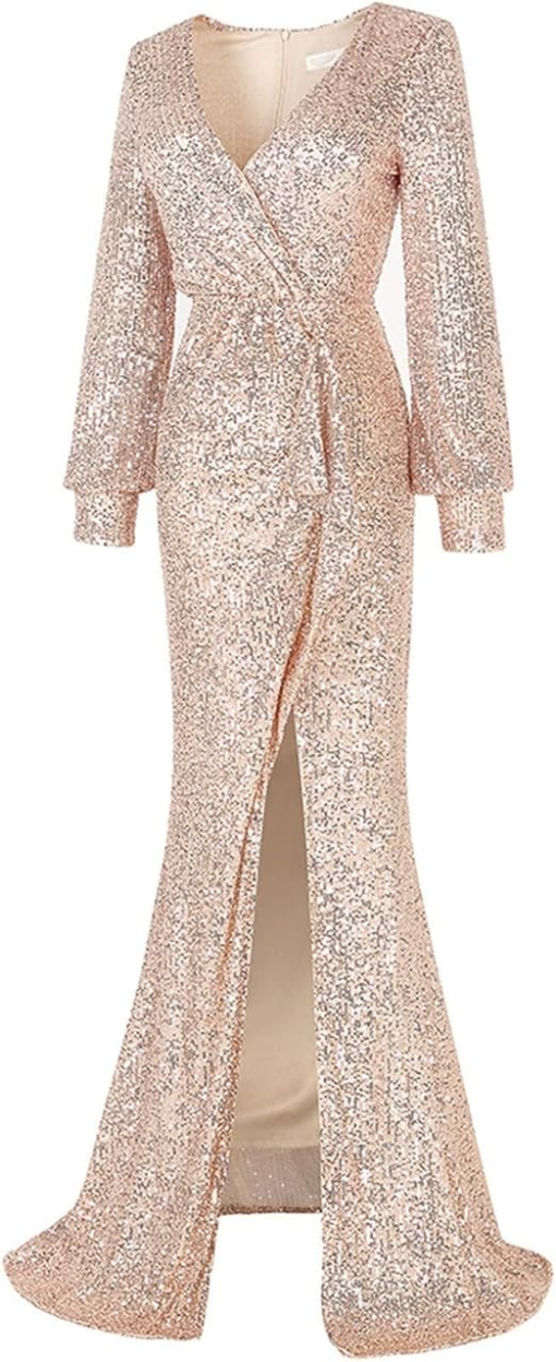 Rose Gold Sequin Maxi Dress -  - Party Dress - Size