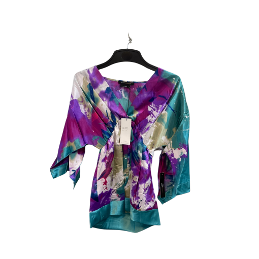 BCBGMAXAZRIA XS Abstract Print Blouse - Silk Top