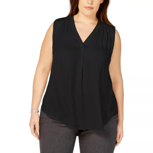 Calvin Klein Plus Black Sleeveless Blouse - Women's Tops