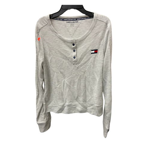 Tommy Hilfiger Gray Waffle Henley Shirt S - Women's Top