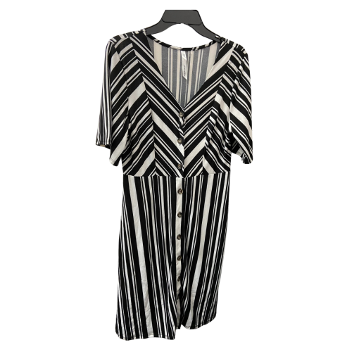 NY Collection Black & White Striped Midi Dress - Size M - Women's Dresses