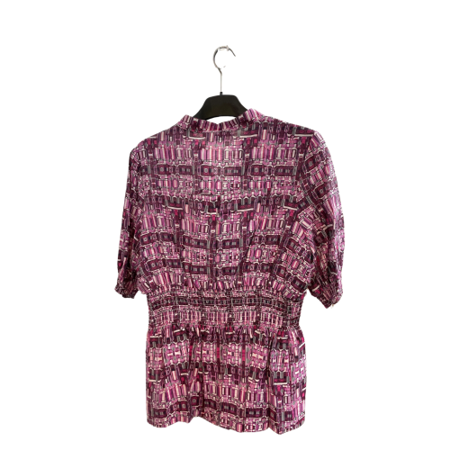 BCBGMAXAZRIA Purple Print Blouse Size L - Women's Top - Image 2