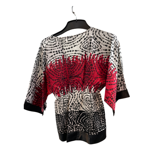 BCBGMAXAZRIA XS Red Print Blouse Top - Women's Fashion - Image 2