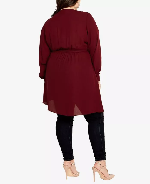 City Chic Burgundy Plus Size Wrap Top - Women's Blouse - Image 2