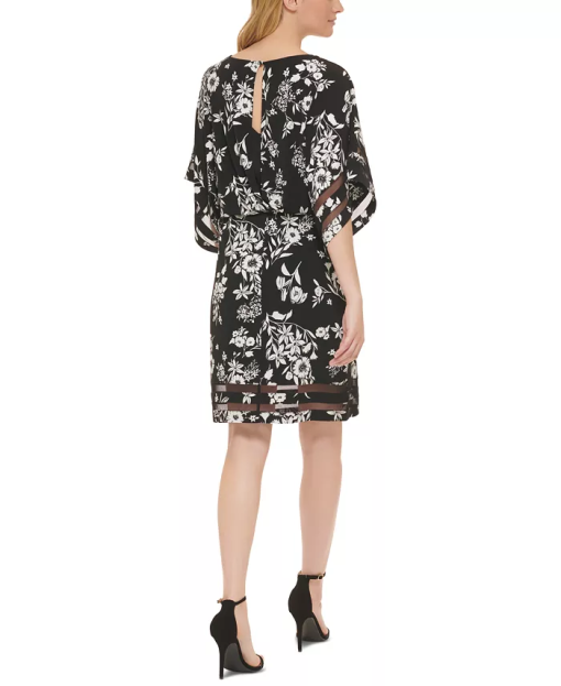 Jessica Howard Black Floral Blouson Dress Plus Size 18W - Party Dress - Image 2