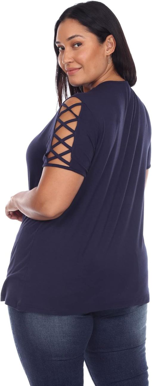 White Mark Plus Size Black Keyhole Top - 2X - Women's Shirts - Image 2