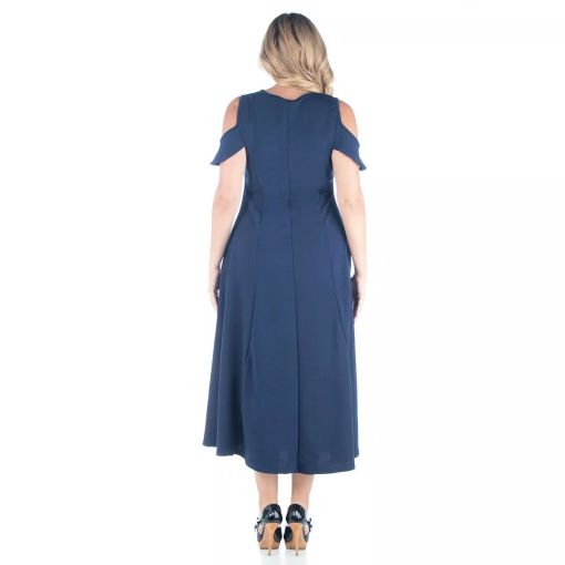 24seven Navy Cold Shoulder Maxi Dress Plus Size Formal Wear - Image 2