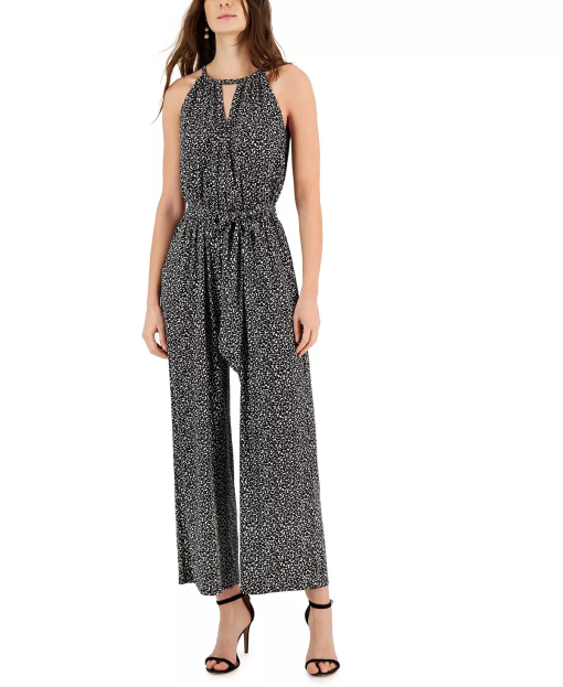 Studio Black Print Sleeveless Jumpsuit - Women's Clothing