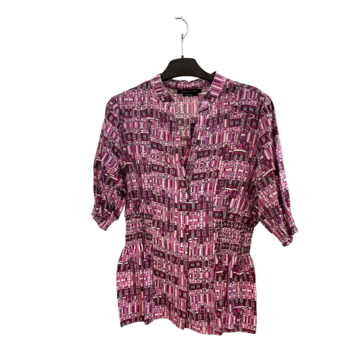 BCBGMAXAZRIA Purple Print Blouse Medium - Women's Top