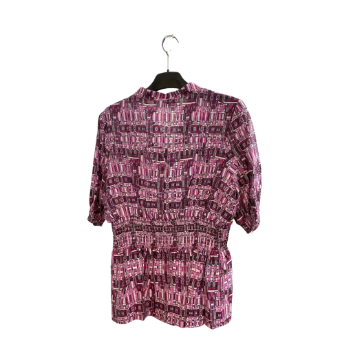 BCBGMAXAZRIA Purple Print Blouse Medium - Women's Top - Image 2