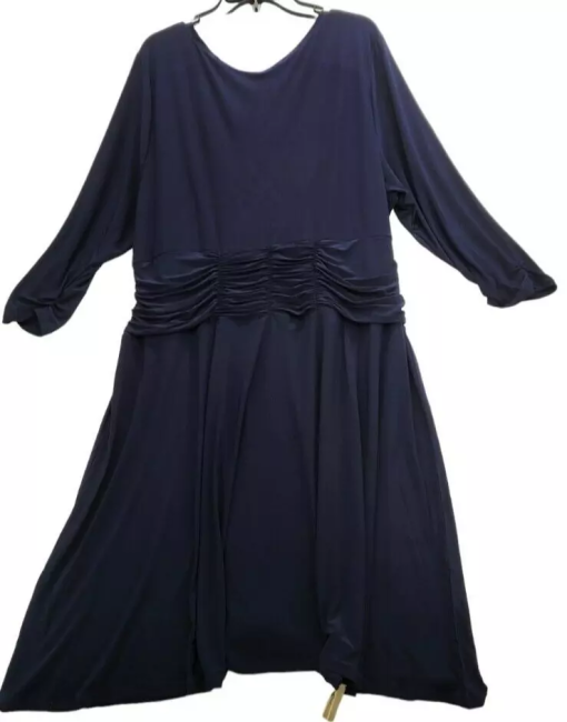 NY Collection Plus Navy Ruched Dress Plus Size 1X - Women's Dresses - Image 2