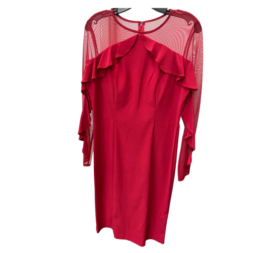 R&M Richards Red Ruffle Sleeve Dress Size 12 - Cocktail Dress