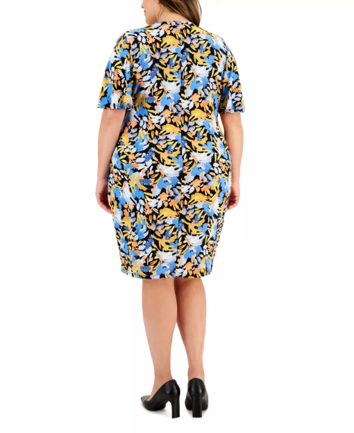 KASPER Plus Floral Wrap Dress Black Blue Yellow 2X - Women's Dress - Image 2