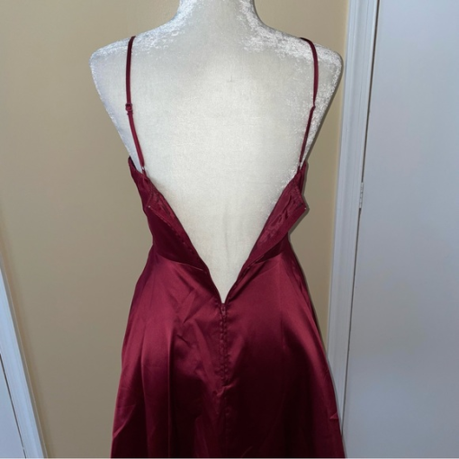 B Darlin Burgundy Satin Fit & Flare Dress - Prom Dress - Size 0 - Image 2