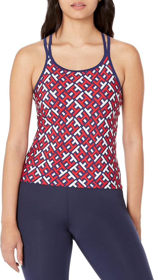 Tommy Hilfiger Pink Printed Tank Top - Small - Workout Top