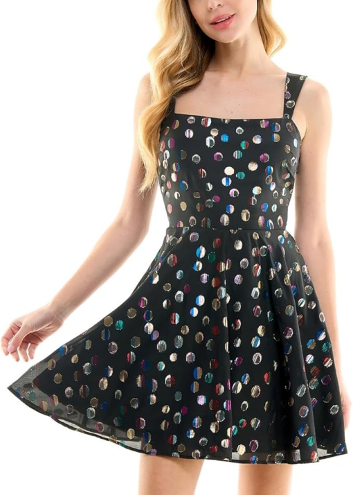 City Studio Black Polka Dot Fit & Flare Dress - Size 1/2 - Party Dress