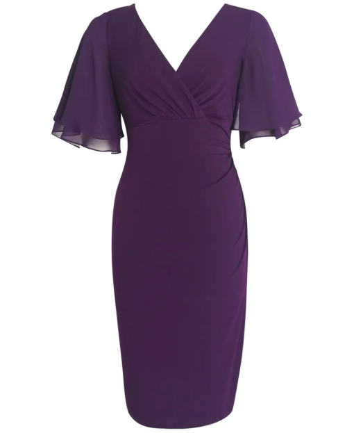 Connected Apparel Purple Sheath Dress Size 6 - Cocktail Dress