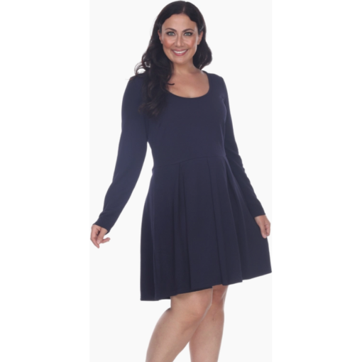 White Mark Plus Size Black Fit & Flare Dress - 1X - Party Dress