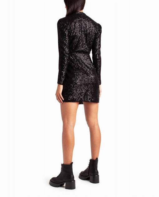 Nicole Miller Black Sequin Mini Dress Size 6 - Party Dress - Image 2